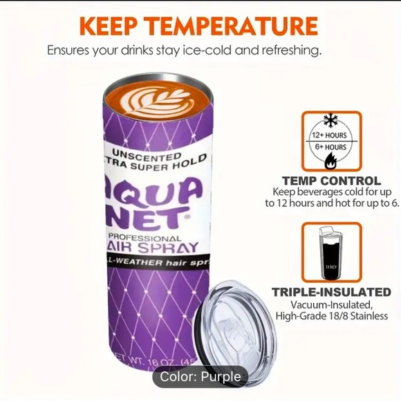 Aqua Net Purple Tumbler w/Straw - Picture 4 of 5